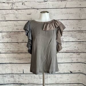 Ann Taylor gray ruffled top